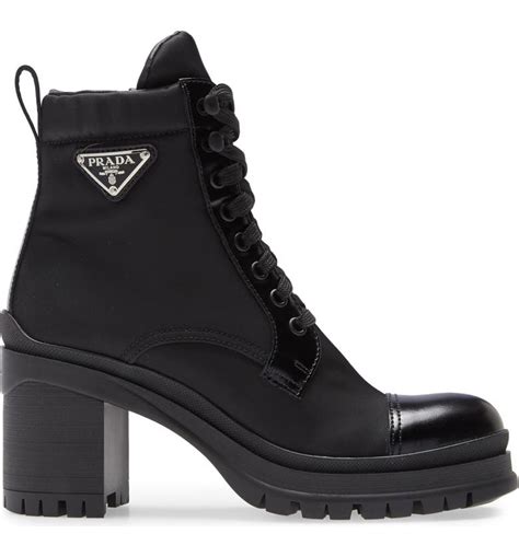 prada black suede platform boots|prada block heel combat boots.